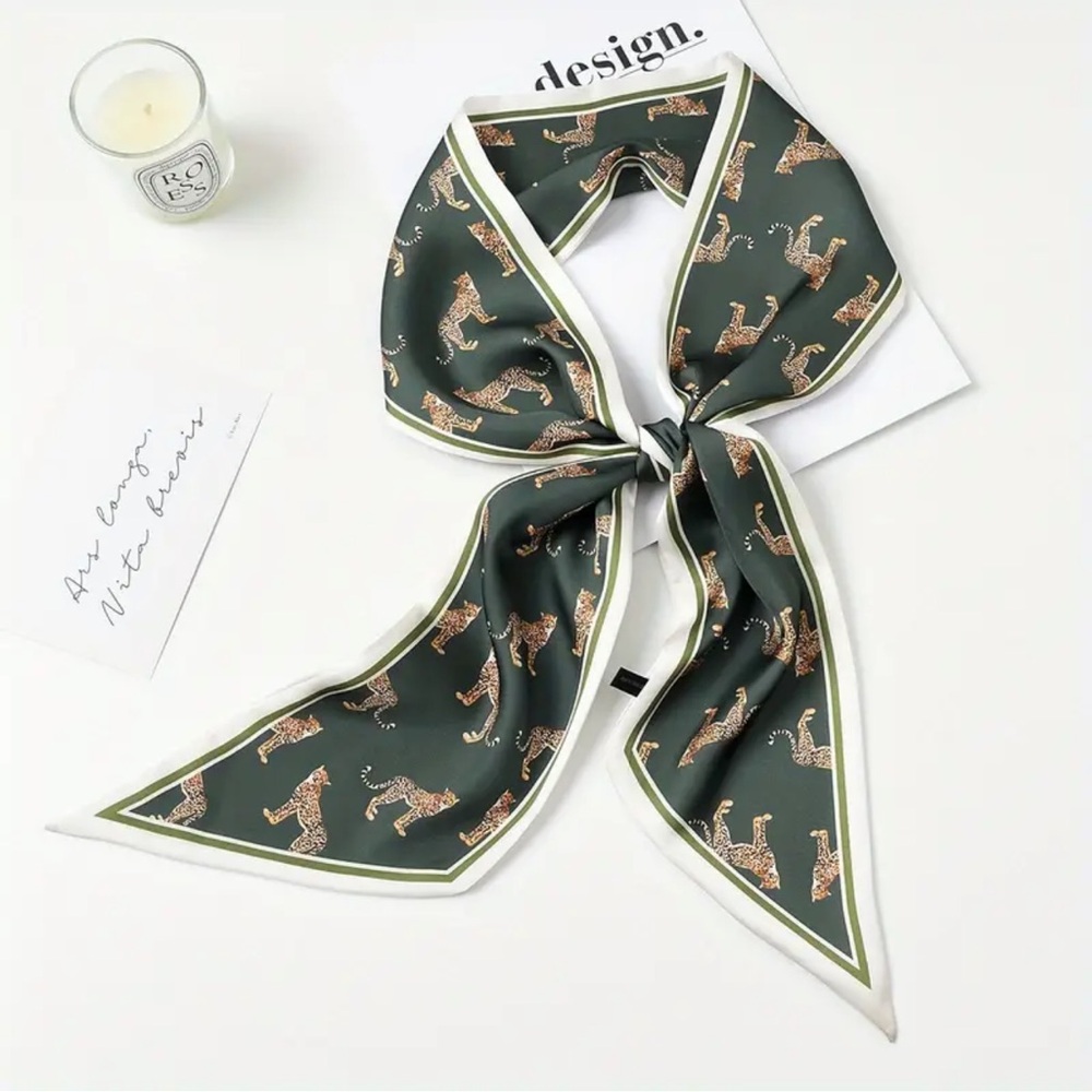 Leopard Print Green Scarf